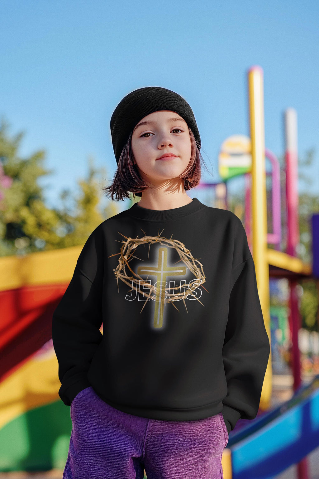 Jesus With Crown Of Thorns - Unisex Youth Sweatshirt
