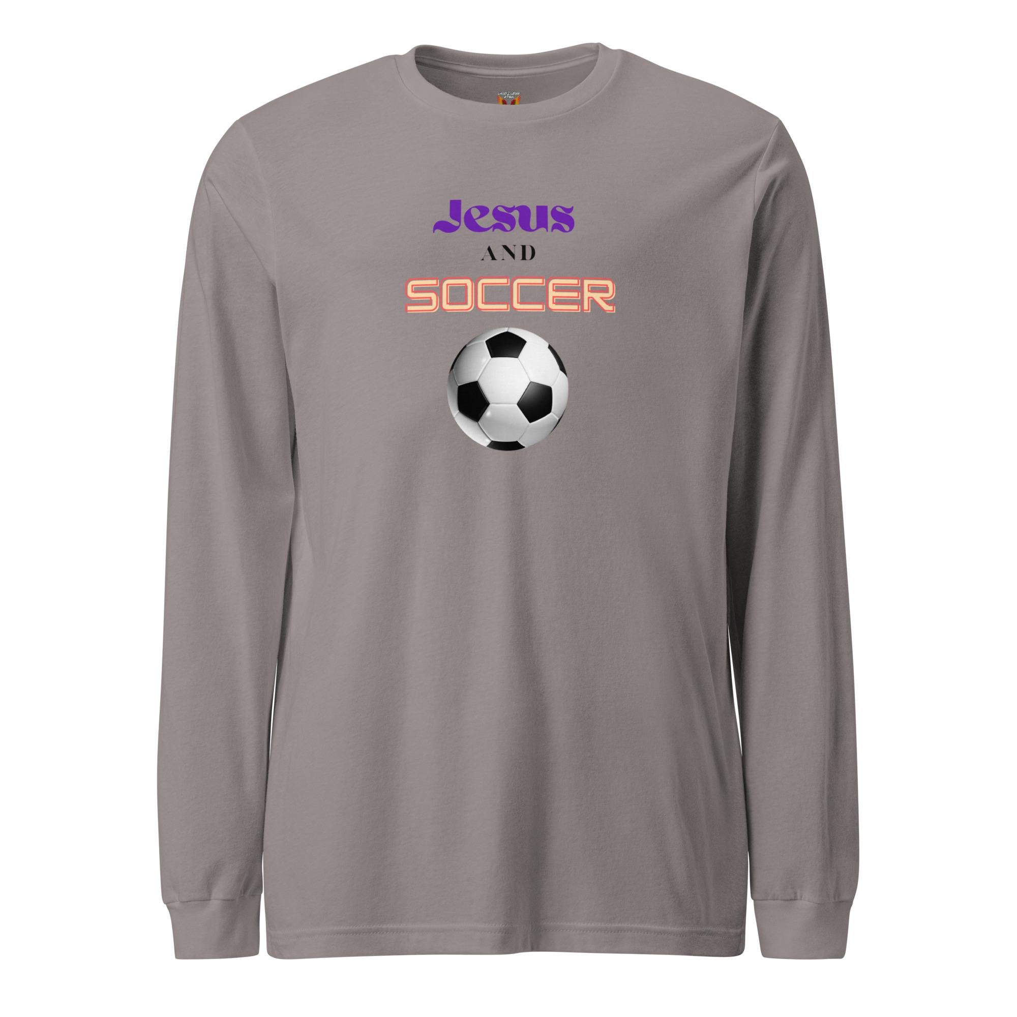 Jesus And Soccer - Unisex Adult Long Sleeve Tee