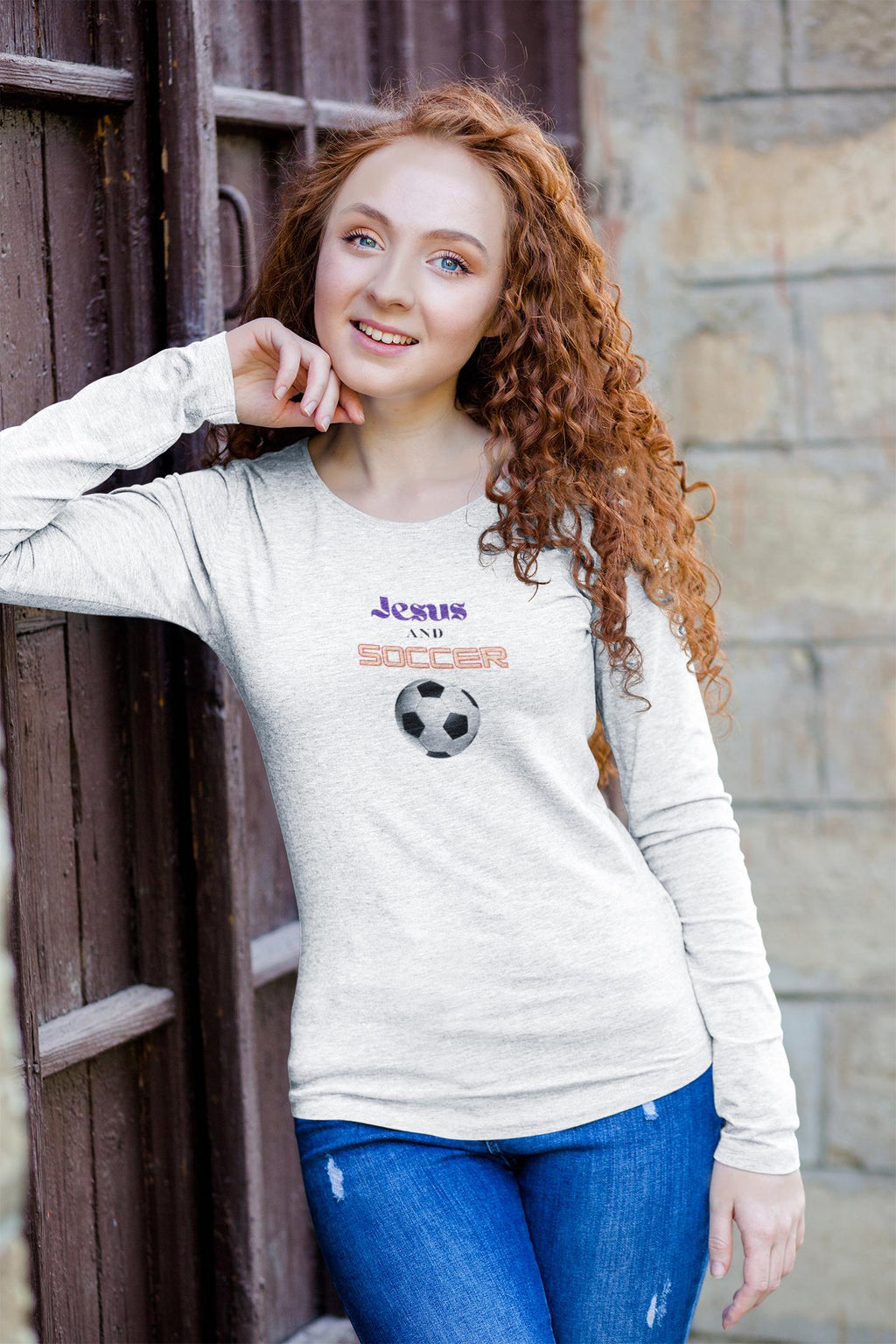 Jesus And Soccer - Unisex Adult Long Sleeve Tee