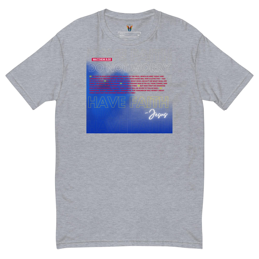 Gray t-shirt with motivational text design on a white background