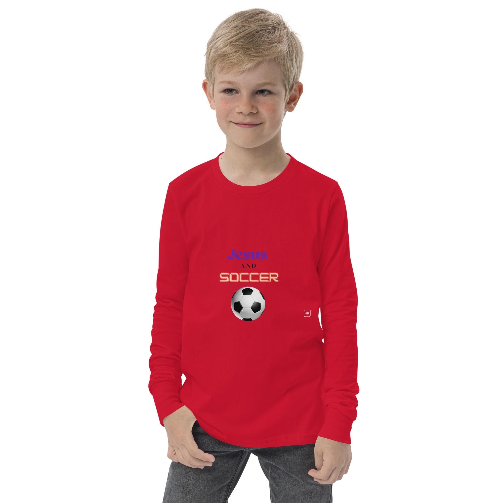 Jesus and Soccer - Unisex Youth Long Sleeve Tee