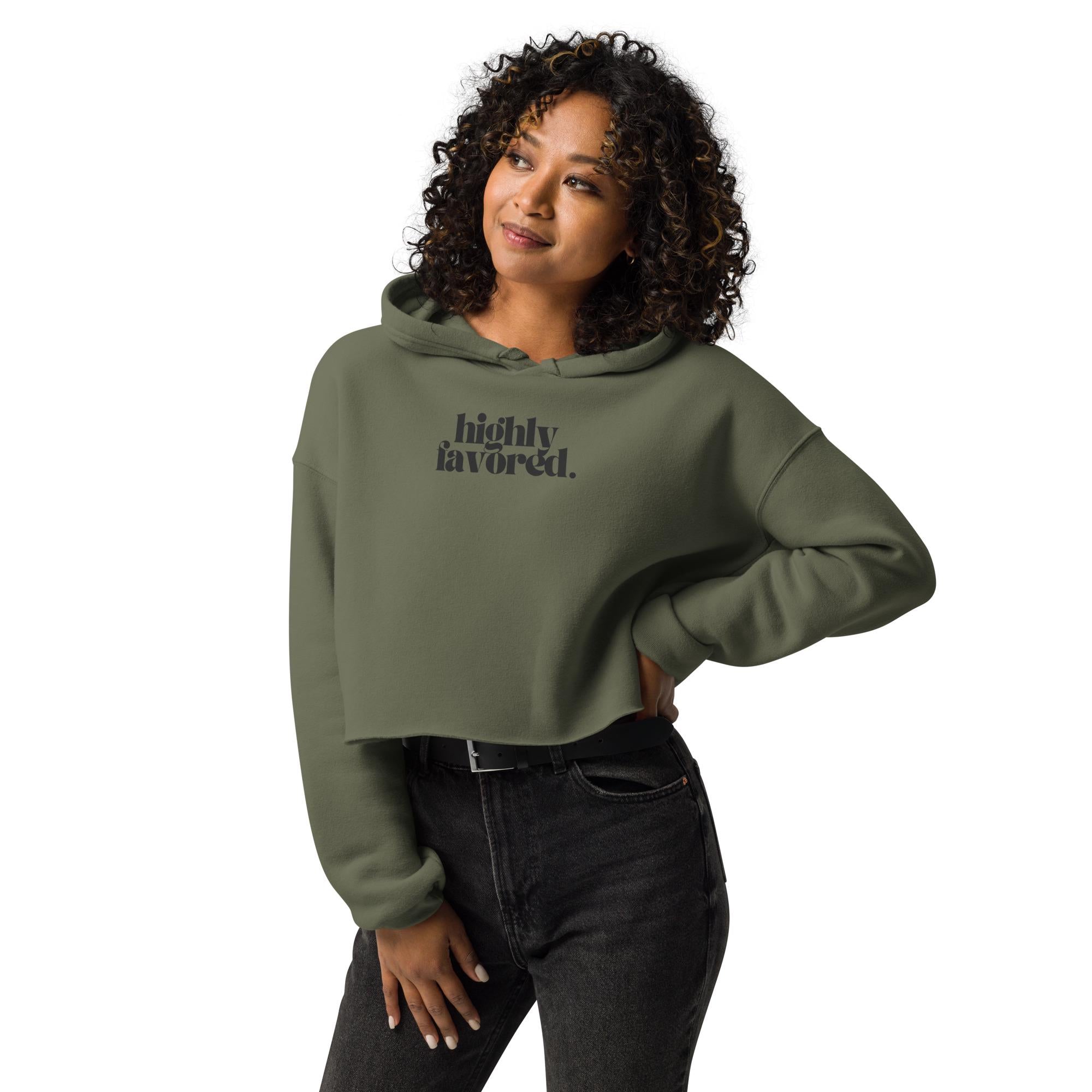 Highly Favored - Women's Crop Hoodie