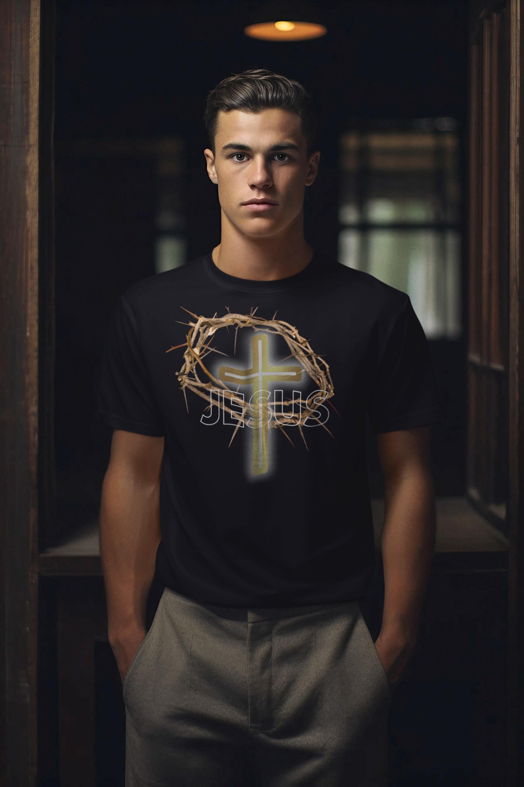 Jesus With Crown Of Thorns - Men's Tee