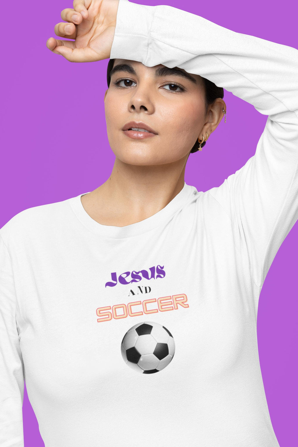 Jesus And Soccer - Unisex Adult Long Sleeve Tee
