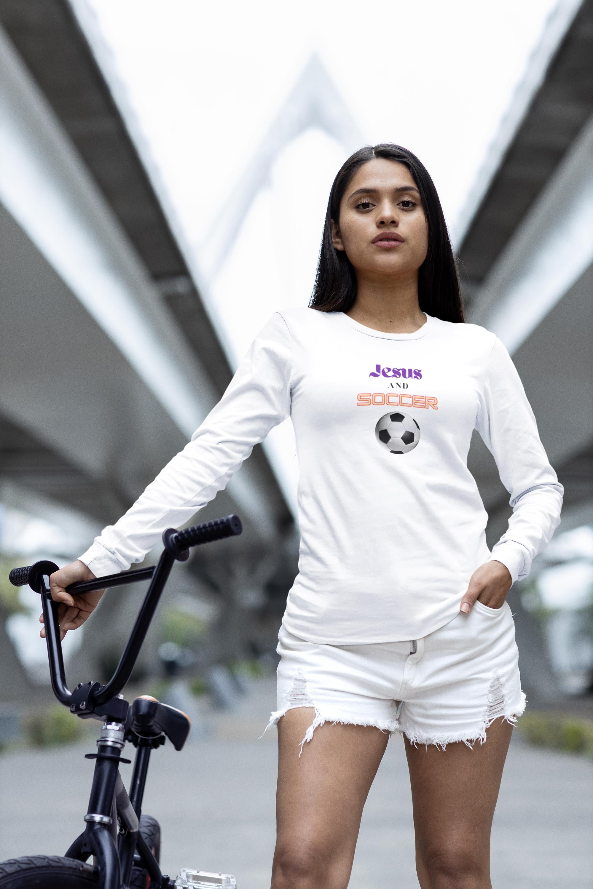 Jesus And Soccer - Unisex Adult Long Sleeve Tee