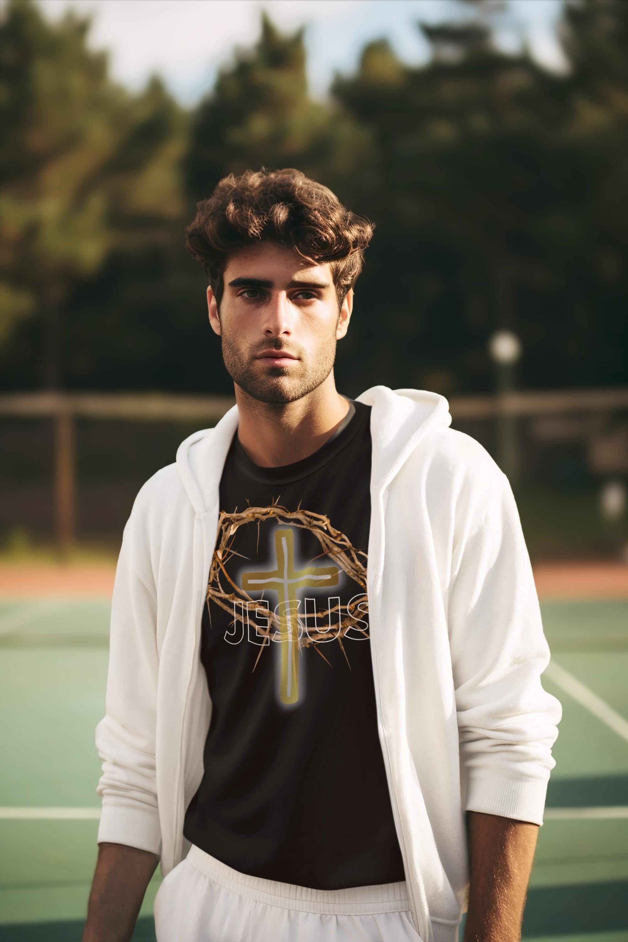 Jesus With Crown Of Thorns - Men's Tee