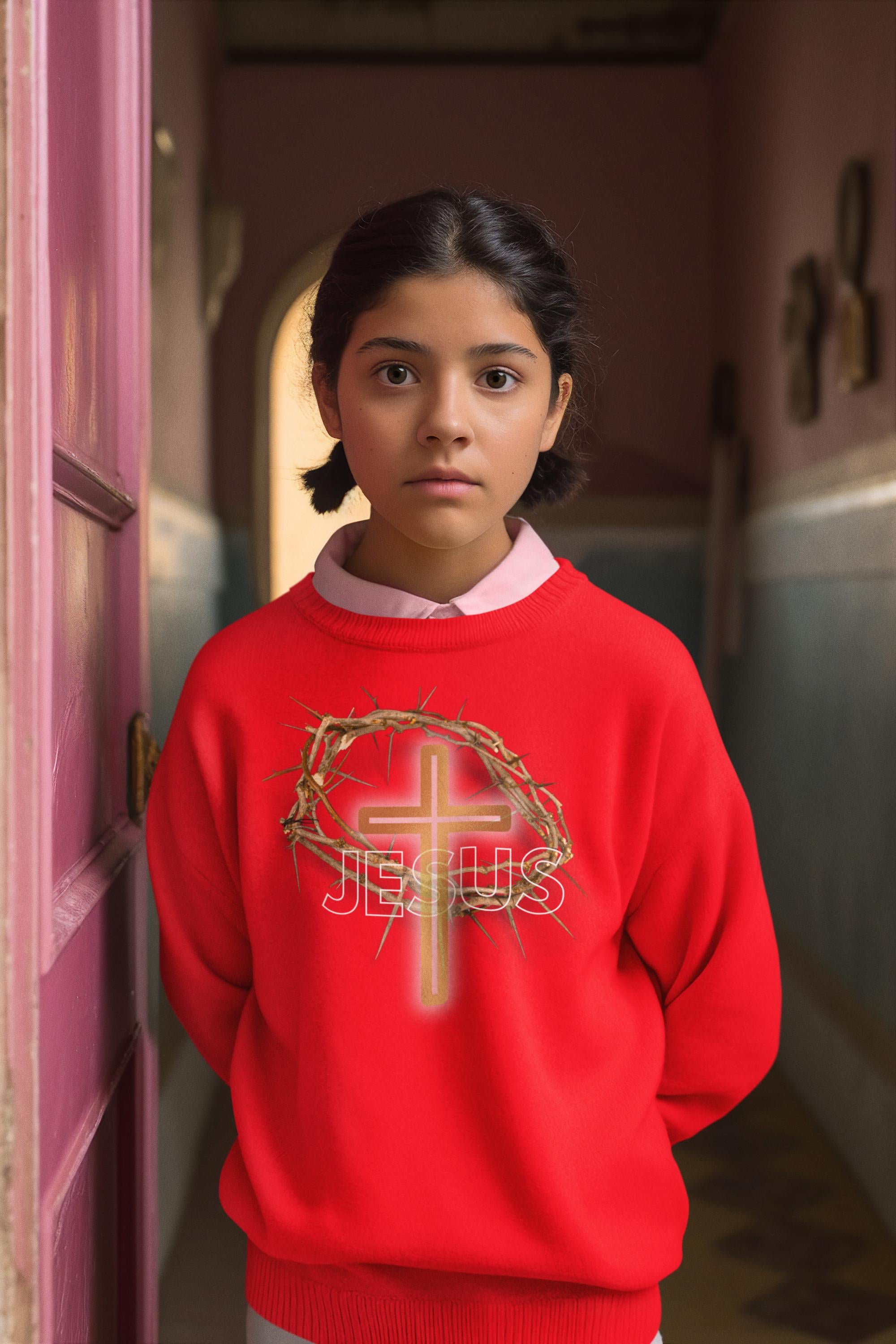 Jesus With Crown Of Thorns - Unisex Youth Sweatshirt