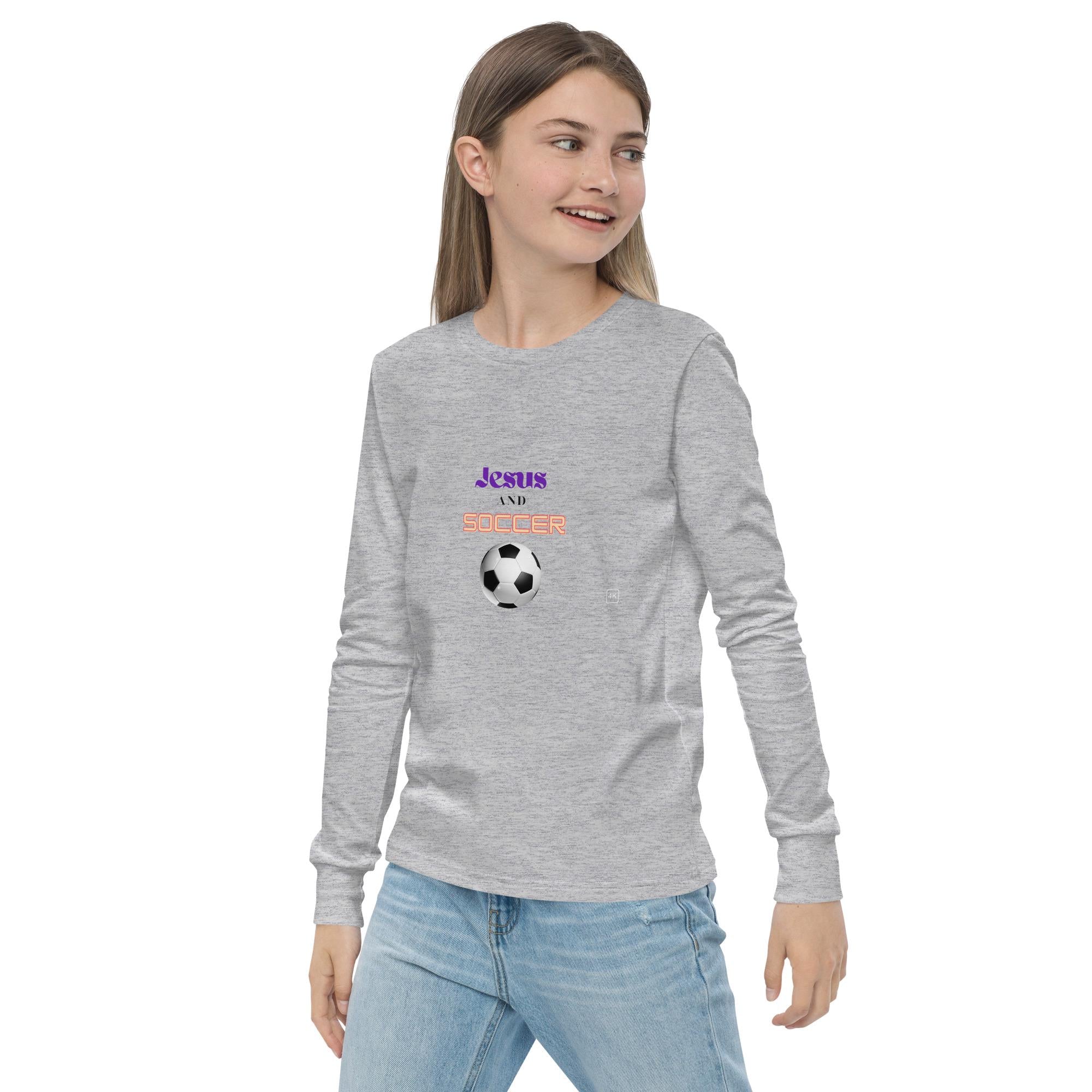 Jesus and Soccer - Unisex Youth Long Sleeve Tee