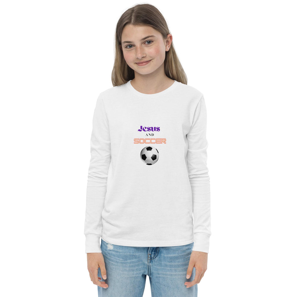 Jesus and Soccer - Unisex Youth Long Sleeve Tee