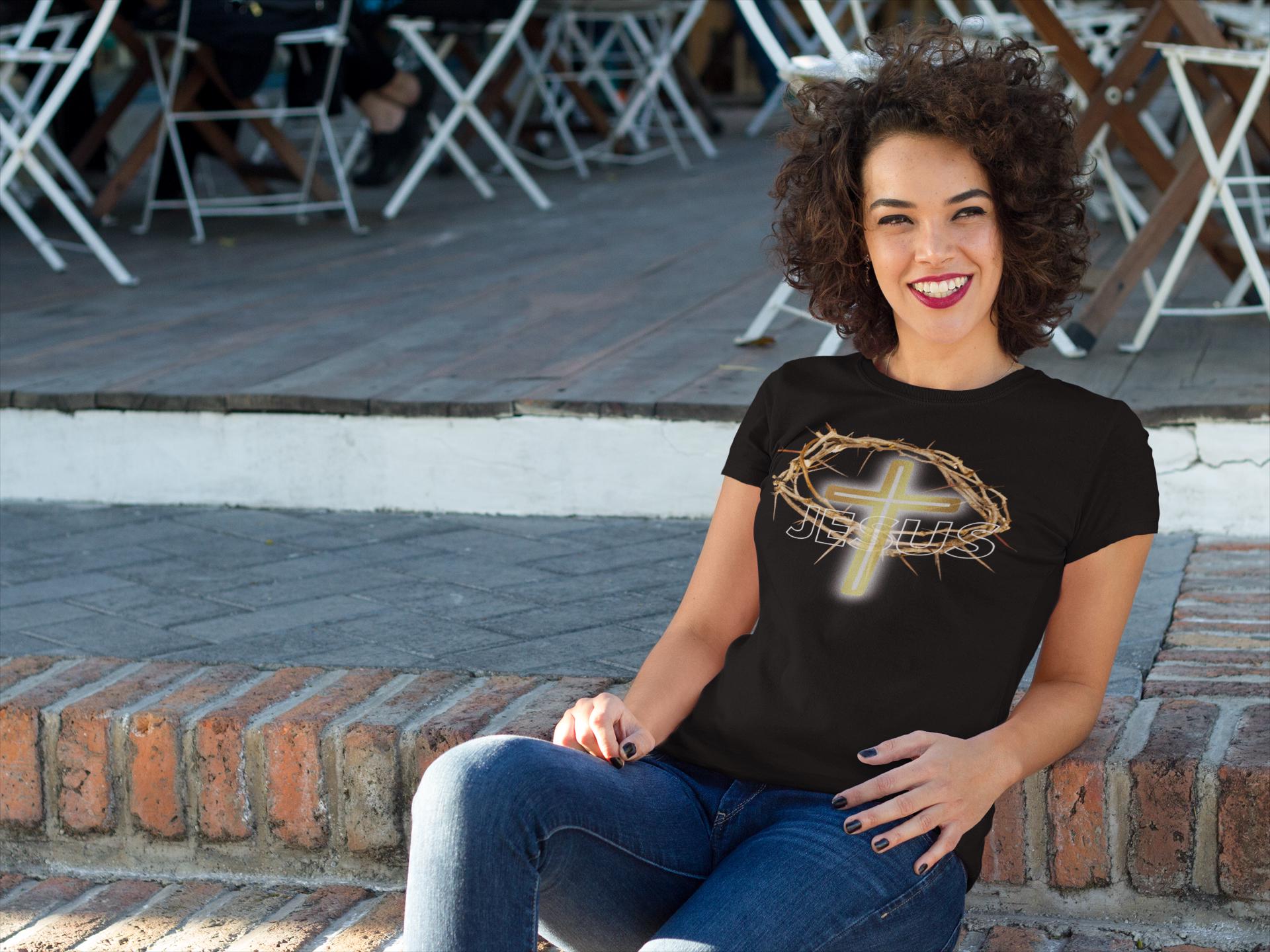 Jesus With Crown Of Thorns - Women's Tee
